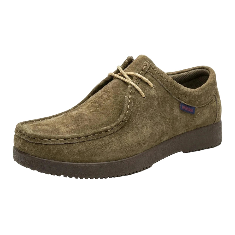 Men's comfortable shoes in olive green suede for casual wear
