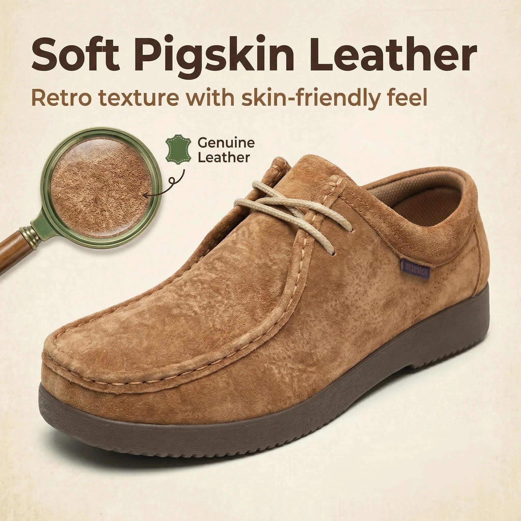 Men's comfortable shoes in soft pigskin leather for casual wear
