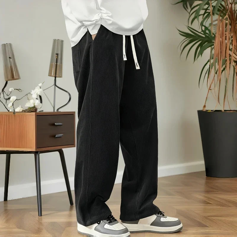 Black mens comfortable travel pants in soft material for all-day wear
