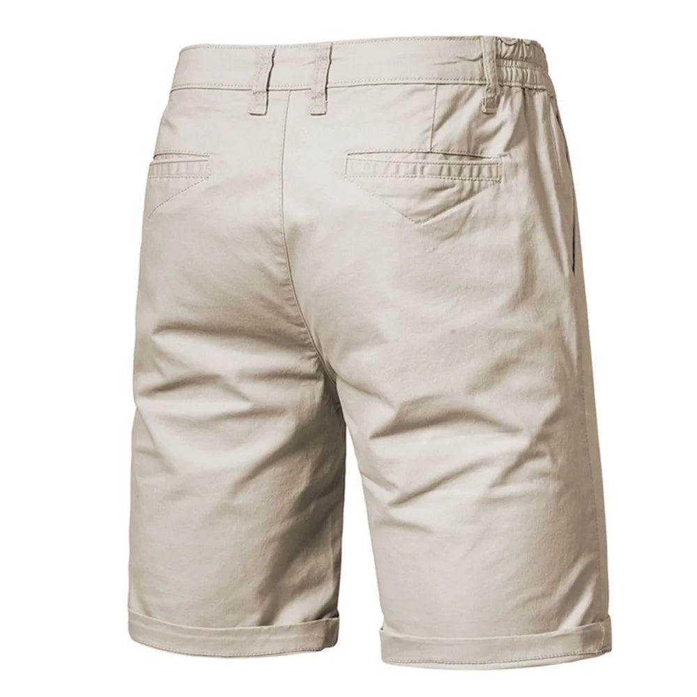 Men's cotton casual shorts in light khaki, perfect for summer outings