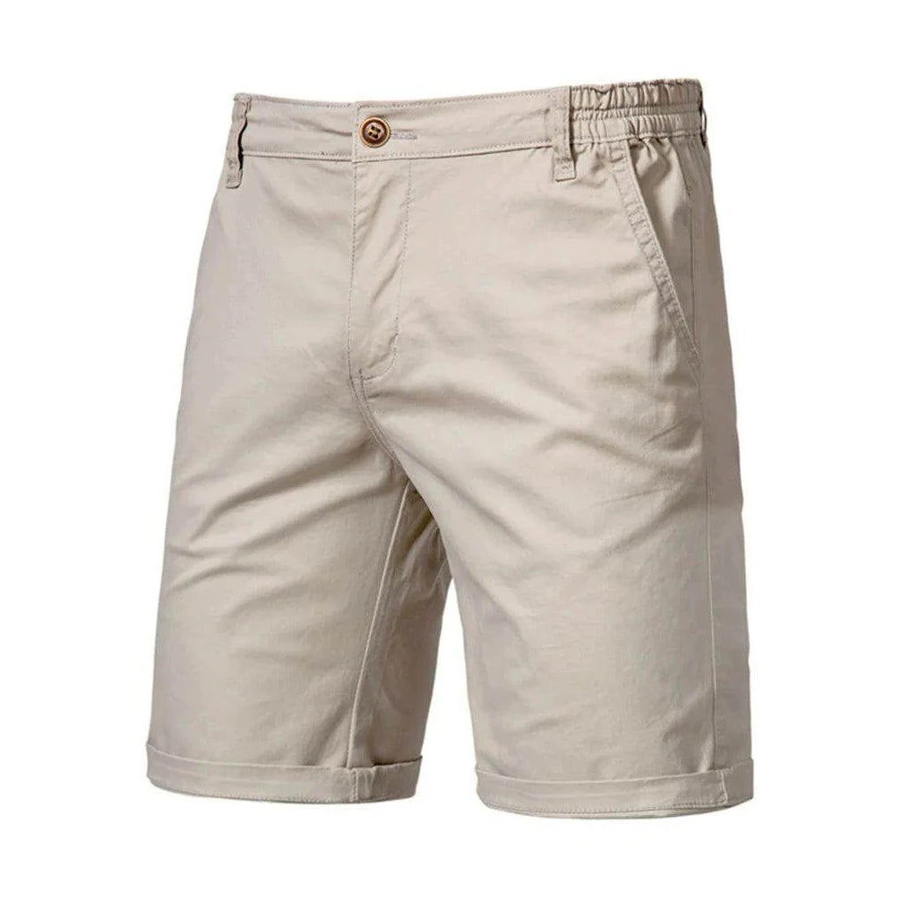 Men's cotton casual shorts in beige, perfect for summer outings