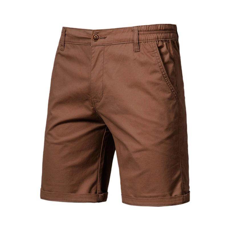 Men's cotton casual shorts in brown, perfect for summer outings