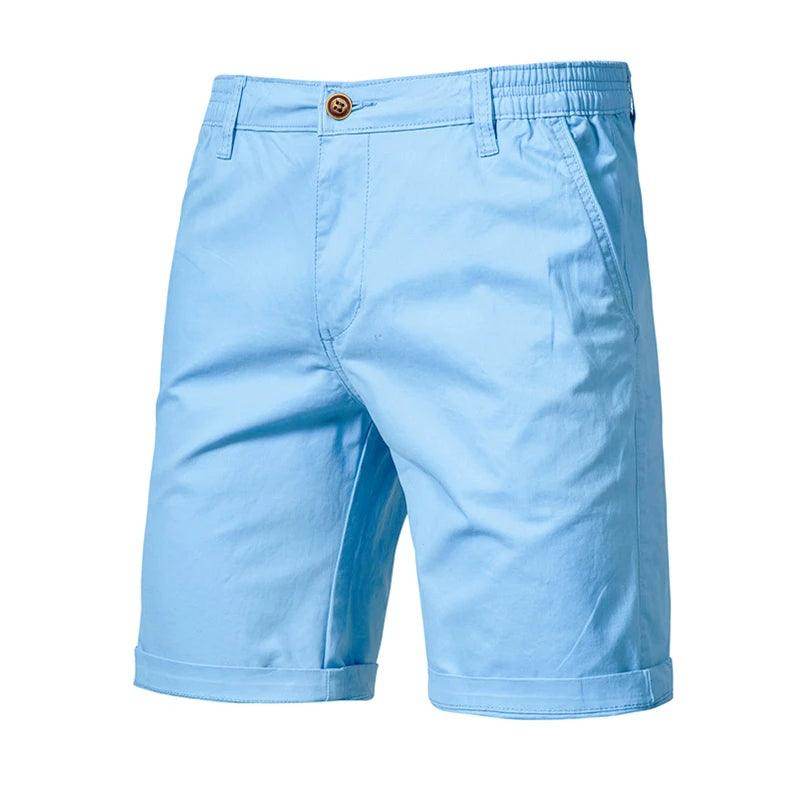 Men's light blue cotton casual shorts for summer outings