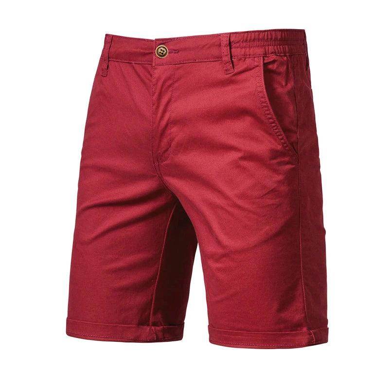 Men's cotton casual shorts in red, perfect for summer outings