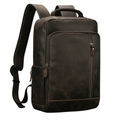 Sac à dos en cuir Crazy Horse pour homme, sac à dos de jour pour ordinateur portable 15,6 pouces avec port USB