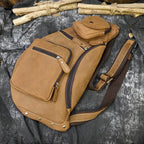 men's crazy horse leather chest bag, stylish and durable for everyday use