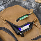men's crazy horse leather chest bag, brown, ideal for everyday use