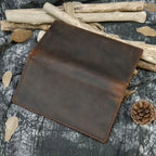 men's crazy horse leather long brown bifold travel wallet (photo 4 of 10)