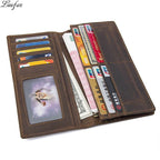 men's crazy horse leather long brown bifold travel wallet (photo 7 of 10)