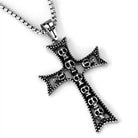 Men's cross necklace with intricate skull designs and a sturdy chain from VacationGrabs