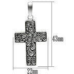 Men's cross necklace high polished in elegant design with intricate floral patterns and dimensions 43mm by 22mm