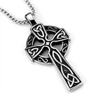 Men's cross necklace high polished with intricate design and silver chain for stylish wear