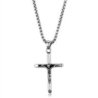 Men's cross necklace stainless steel with a polished finish and a sleek chain design