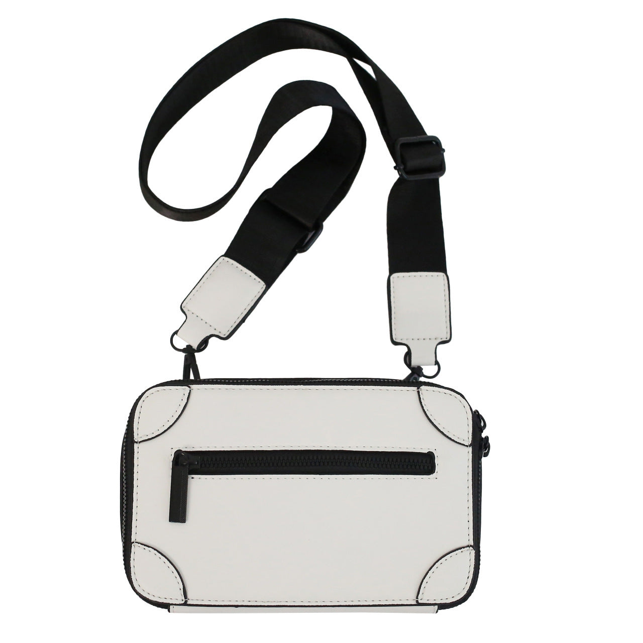 Stylish men's crossbody bag in white with adjustable strap and zippered pocket