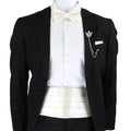 Mens Cummerbund Bow Tie Brooch Set Black Red Blue - VacationGrabs