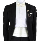 Mens Cummerbund Bow Tie Brooch Set Black Red Blue - VacationGrabs