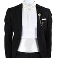 Mens Cummerbund Bow Tie Brooch Set Black Red Blue - VacationGrabs