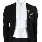 Mens Cummerbund Bow Tie Brooch Set Black Red Blue - VacationGrabs
