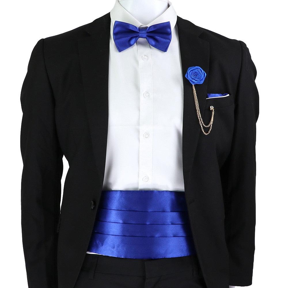 Men's Accessories - Ties Mens Cummerbund Bow Tie Brooch Set Black Red Blue