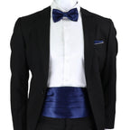 Mens Cummerbund Bow Tie Brooch Set Black Red Blue - VacationGrabs