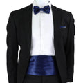 Mens Cummerbund Bow Tie Brooch Set Black Red Blue - VacationGrabs