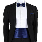 Mens Cummerbund Bow Tie Brooch Set Black Red Blue - VacationGrabs