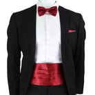 Men's Cummerbund Bow Tie Set in Red for Formal Events and Elegant Occasions