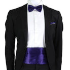 Men's Cummerbund Bow Tie Set in Purple for Formal Events with Elegant Satin Finish