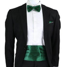 Elegant men's cummerbund bow tie set in green, perfect for formal events and tuxedos