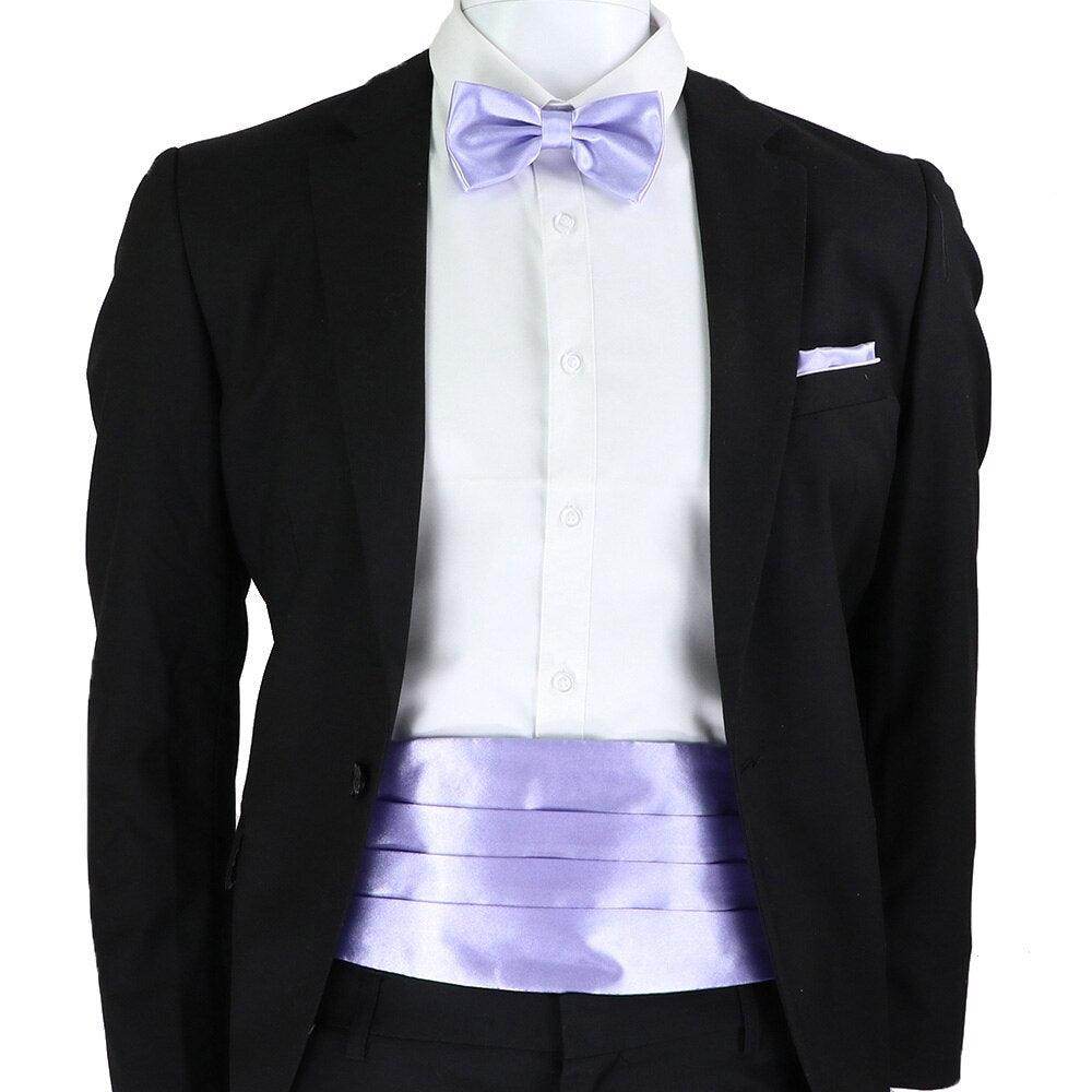 Men's Cummerbund Bow Tie Set in Lavender with Classic Tuxedo Style for Formal Occasions
