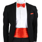 Men's Cummerbund Bow Tie Set in Bright Red, perfect for formal occasions and special events