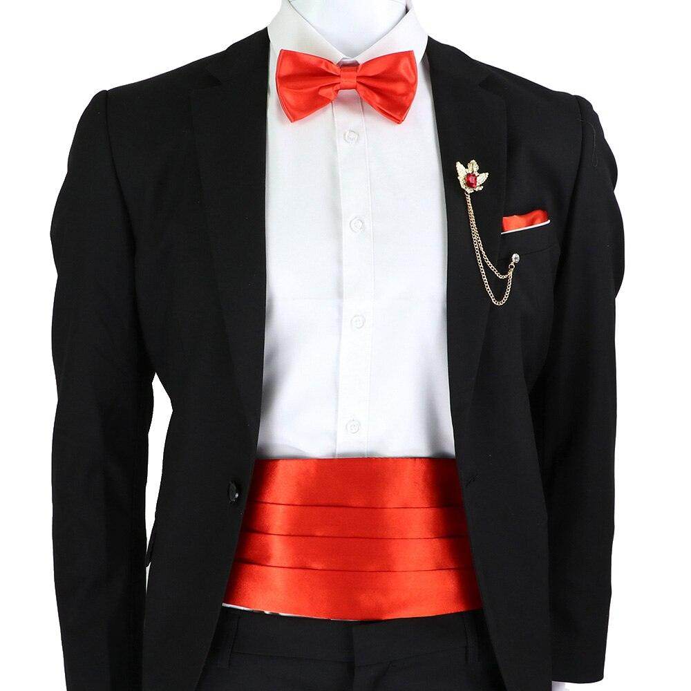 Men's Cummerbund Bow Tie Set in Red, Perfect for Formal Events and Weddings