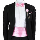 Men's cummerbund bow tie set in pink, perfect for formal occasions and stylish events