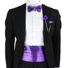 Men's Cummerbund Bow Tie Set in Purple with Matching Pocket Square for Formal Events