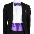 Men's Cummerbund Bow Tie Set in Purple, perfect for formal occasions and stylish events