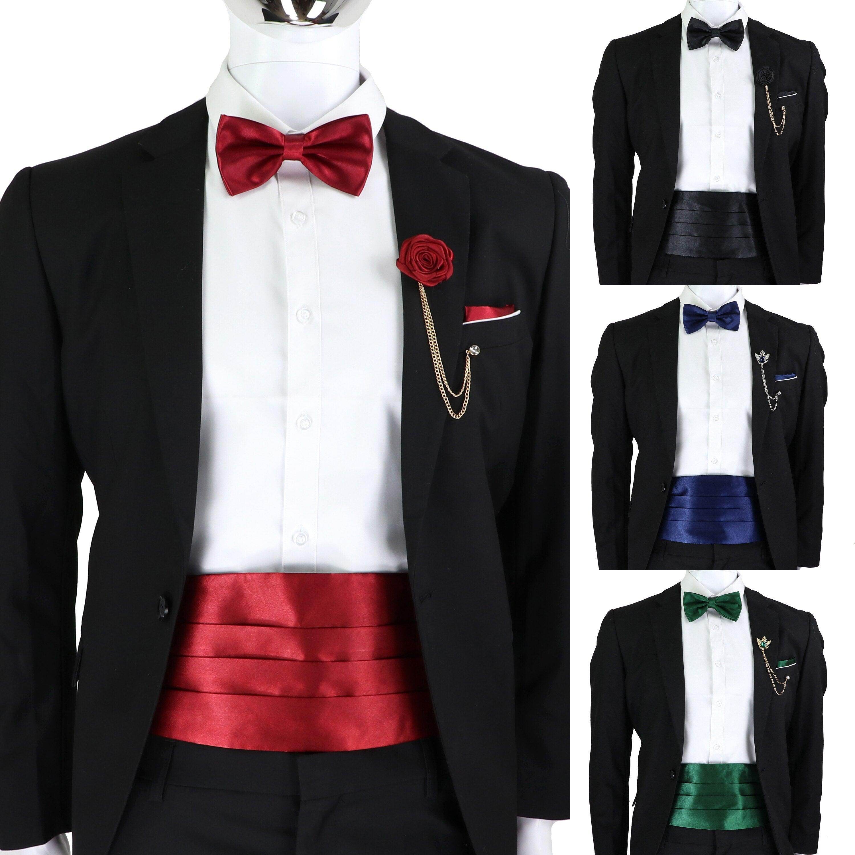 Men's Cummerbund Bow Tie Set in Various Colors for Formal Occasions by VacationGrabs