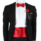 Men's Cummerbund Bow Tie Set in Red with Stylish Pocket Square for Formal Events