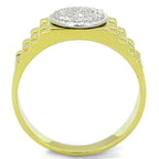 Men's CZ statement ring 925 silver with a unique patterned band and sparkling stone details