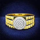 Mens CZ statement ring 925 silver with a bold design and sparkling center for stylish men