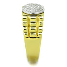 Stylish men's CZ statement ring 925 silver with a polished gold finish and sparkling stones