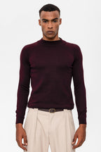 Men's Damson Half Turtleneckneck Knitwear – fabric detail view