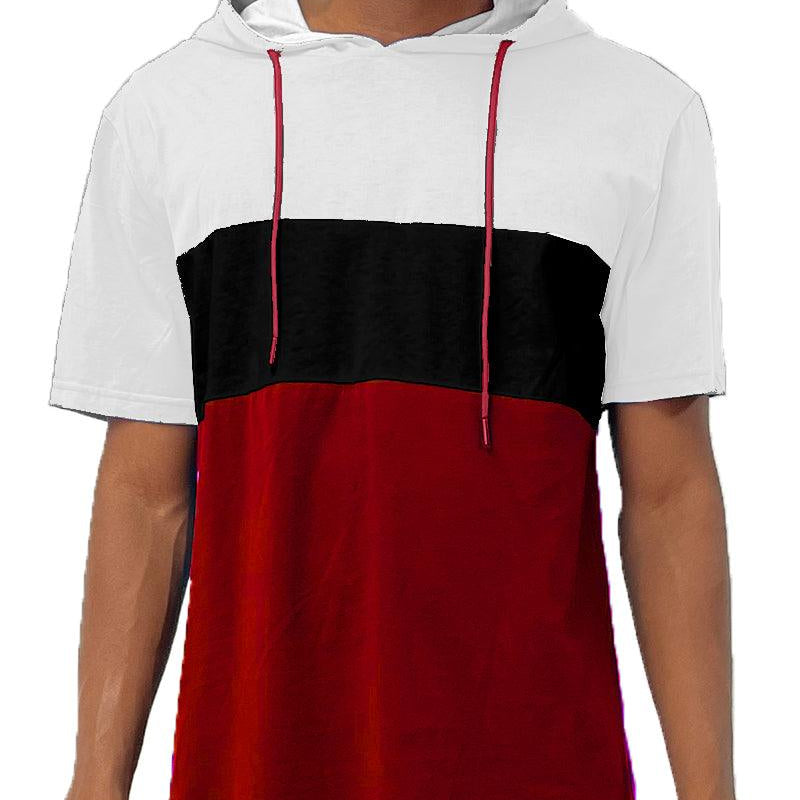 Men's Shirts - Tee's Mens Deep Red Tri Color Block TShirt