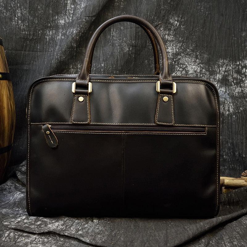  Mens Double Zipper Messenger Bag Leather Briefcase Shoulder Bag