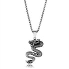 Men's dragon pendant necklace in silver with intricate detailing and a stylish chain