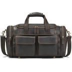 Men's duffle bag, brown leather, ideal for travel and gym