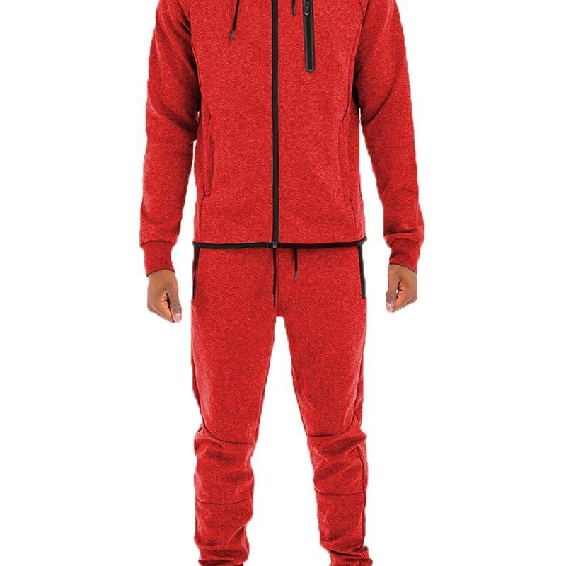 Men's 2PC Track Sets Mens Dynamic Solid Red Sweat Suit Track Set