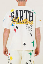Men's Shirts - Tee's Mens Earth Graphic Tee Shirt In Cream
