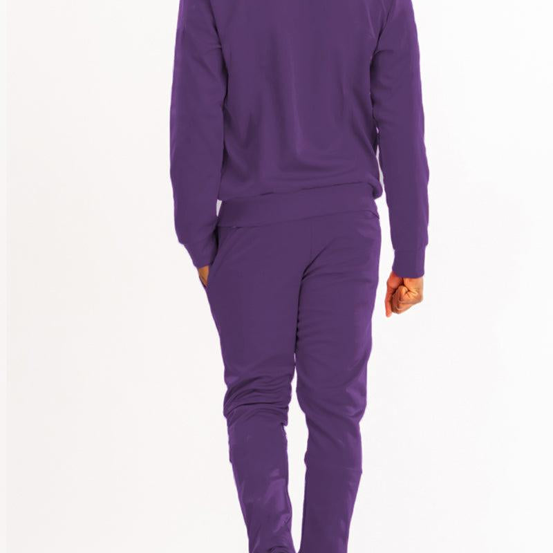 Men's 2PC Track Sets Mens Essential Basic Solid Purple Track Suit