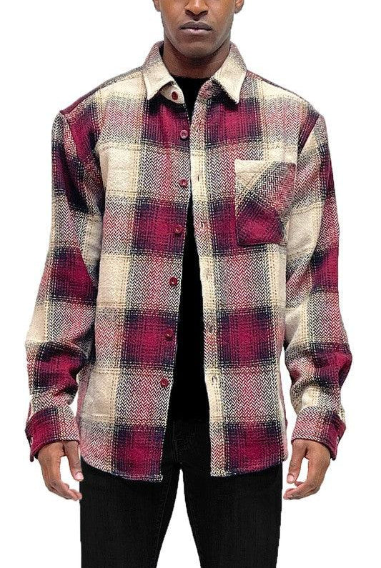 Men's Shirts Mens Flannel Shirt Jacket Checkered Plaid Shacket