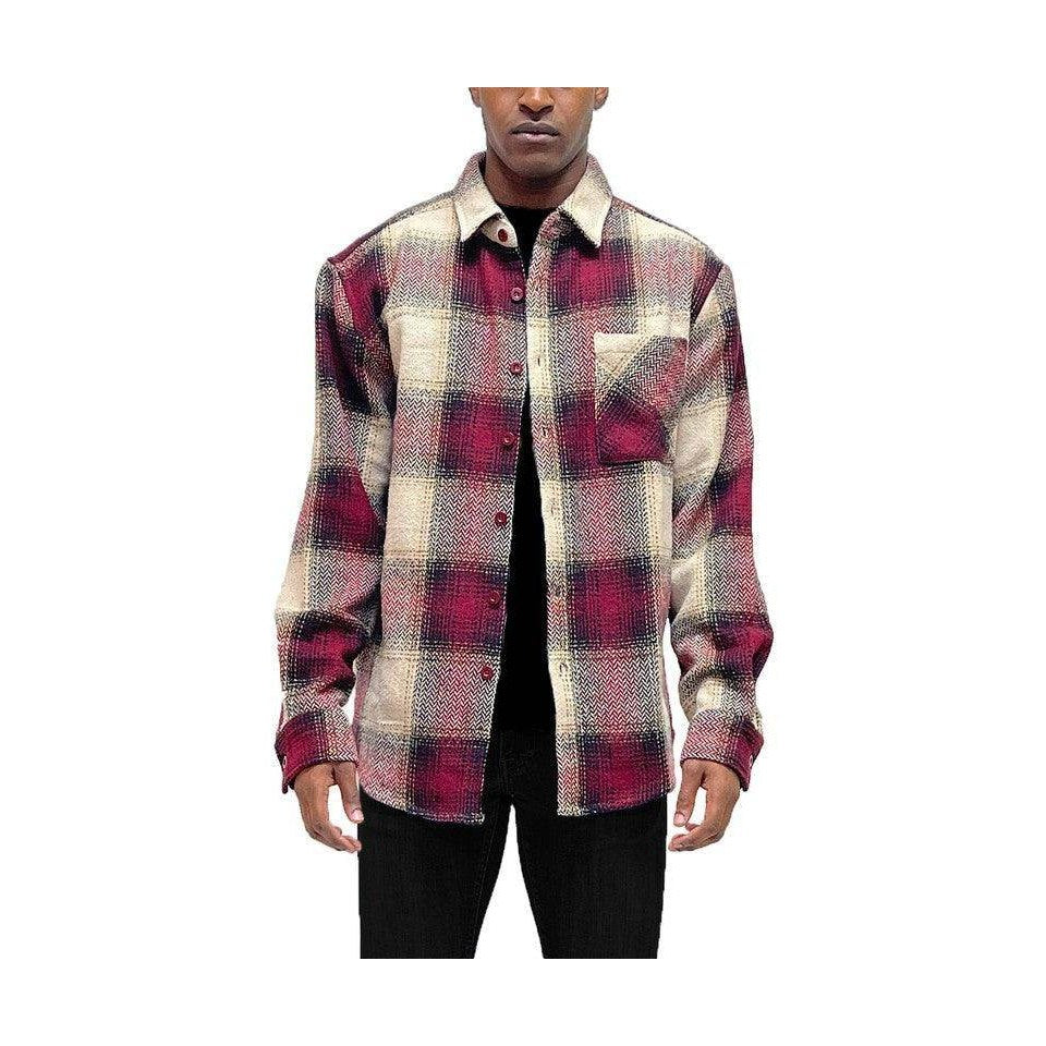 Mens Flannel Shirt Jacket Checkered Plaid Shacket - VacationGrabs